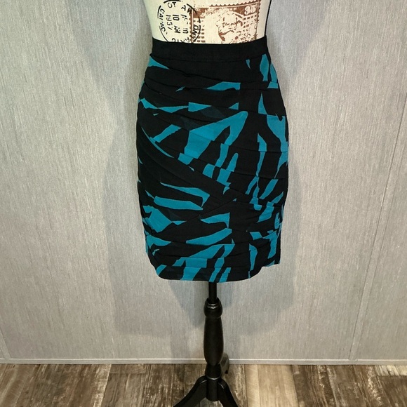 DKNY Black and Teal Pencil Skirt Size 6 - Picture 6 of 7